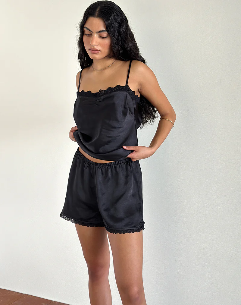 Tega Shorts In Black with Black Lace - Awmao