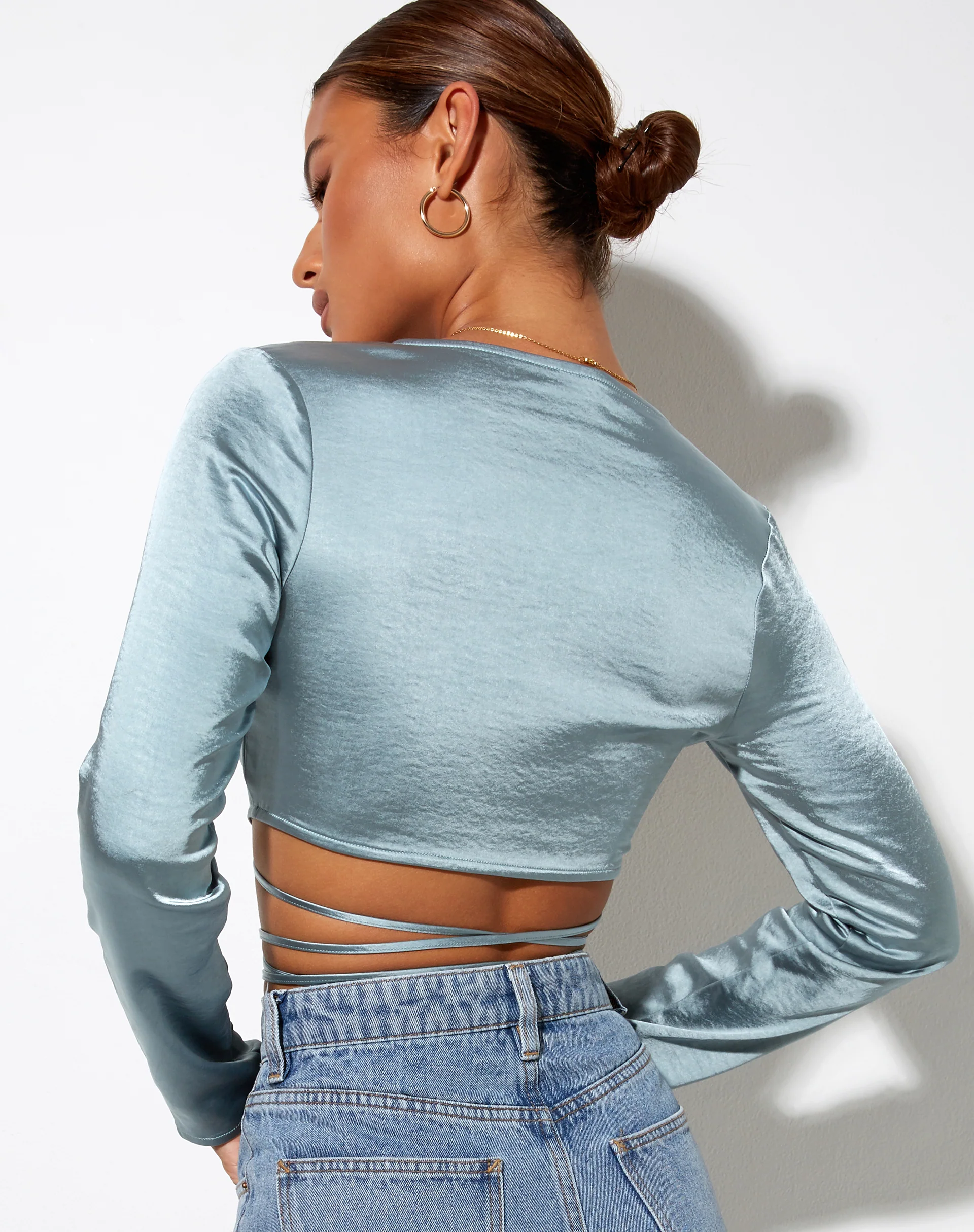 Liva Top in Satin Light Blue - Awmao