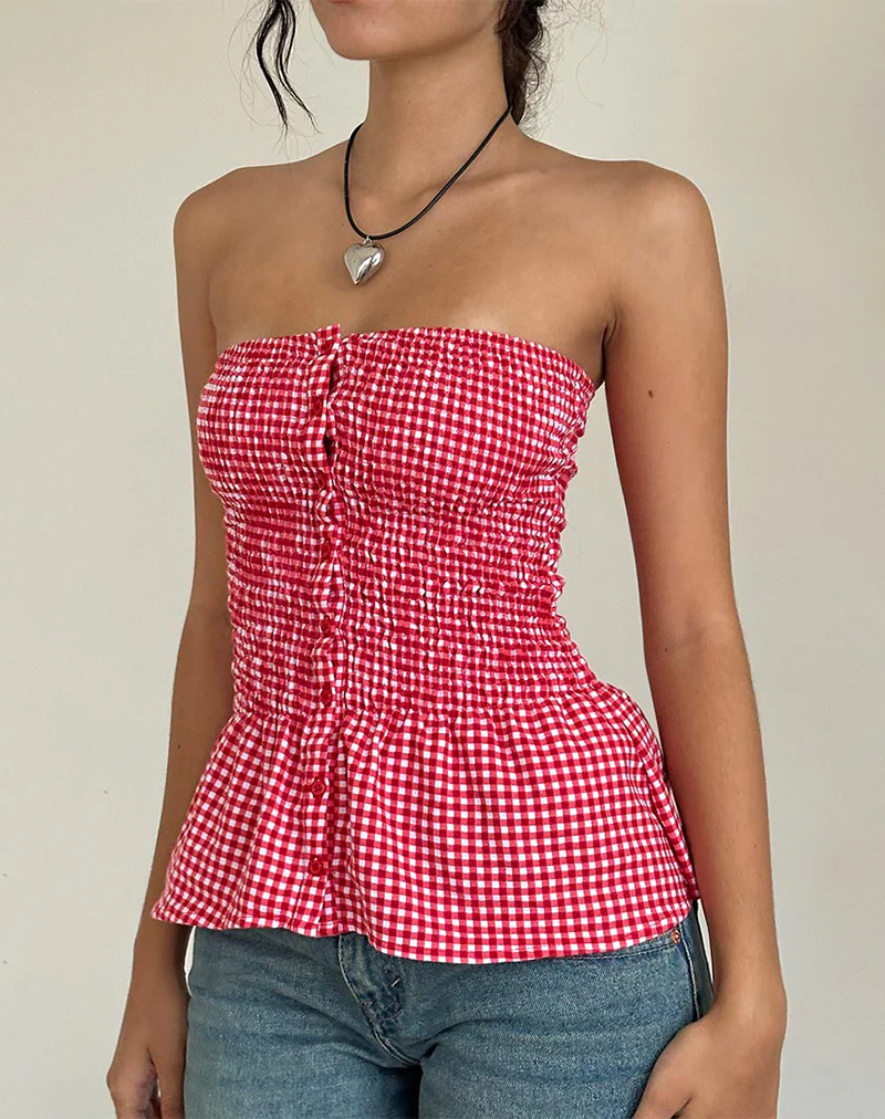 Soter Top in Red Gingham - Awmao