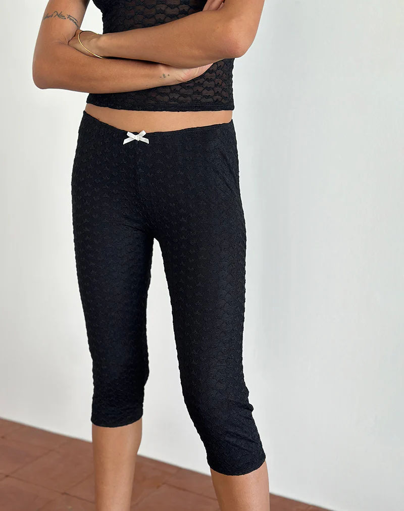 Asih Capri Trousers in Black Heart Lace - Awmao