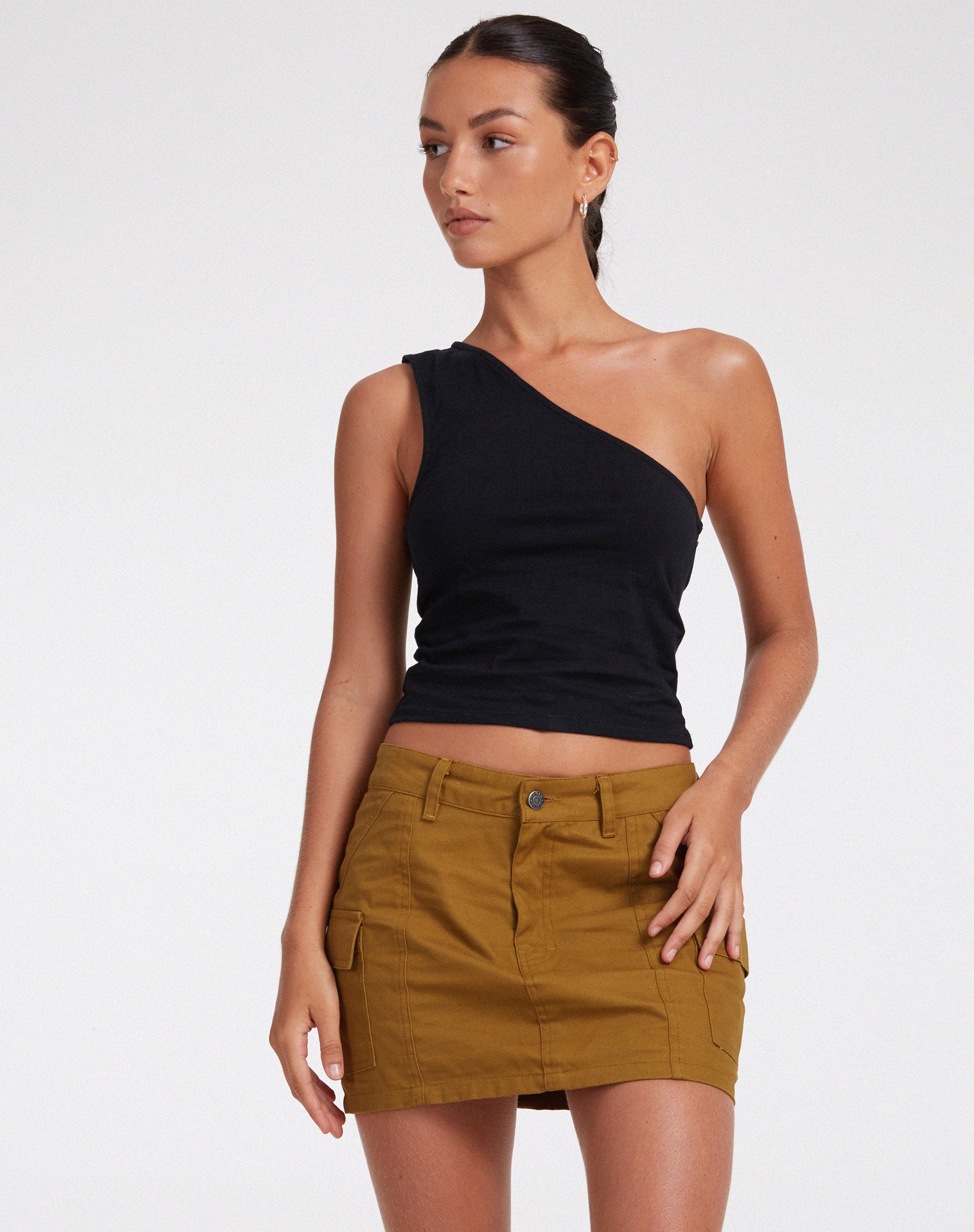 Ajeng Low Rise Cargo Mini Skirt in Panama Chestnut - Awmao