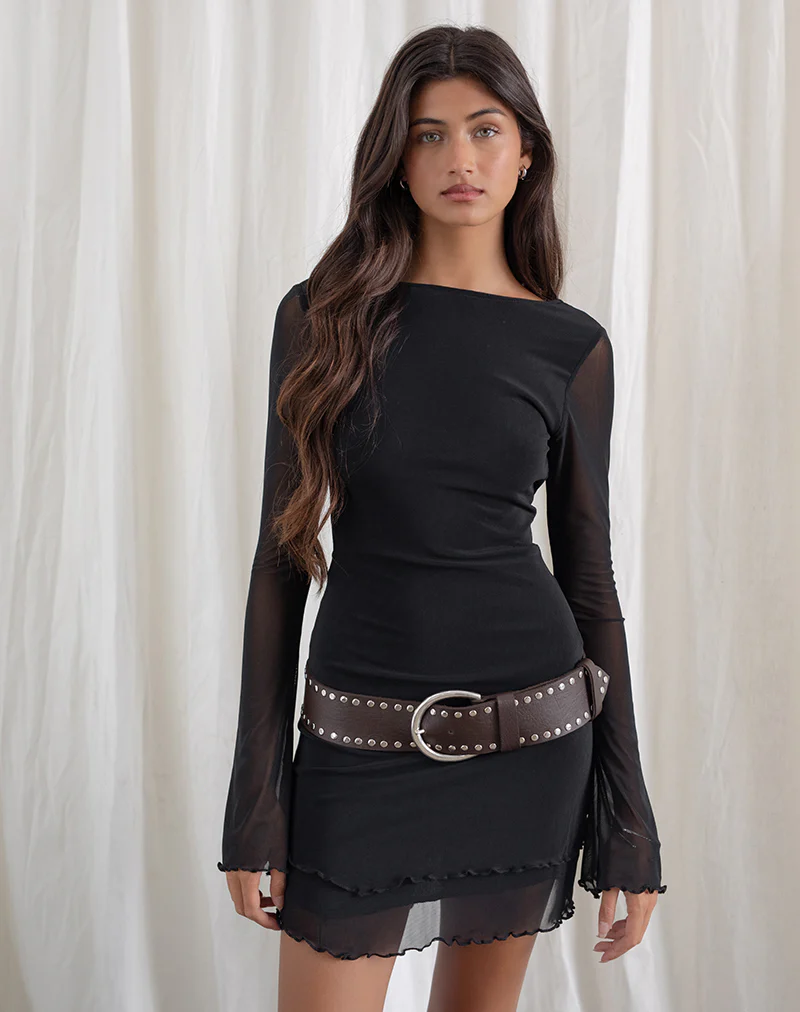 Dazn Backless Mini Dress in Black - Awmao