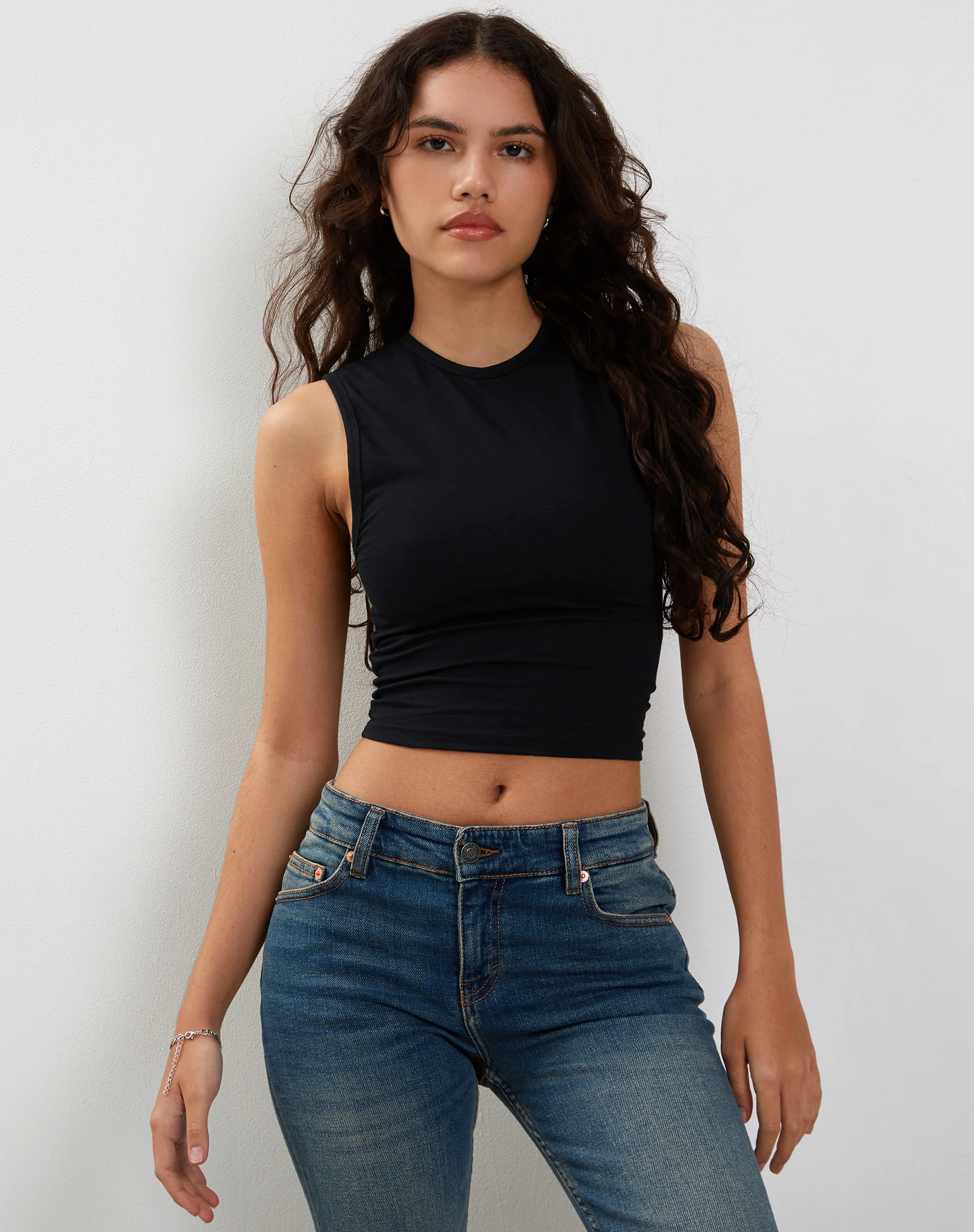 Monlo Vest Top in Lycra Black - Awmao
