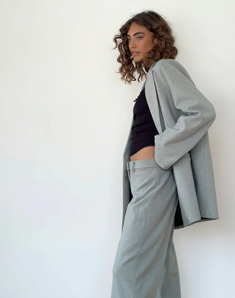 Abdel Faux Wool Tailored Trouser in Grey - Awmao