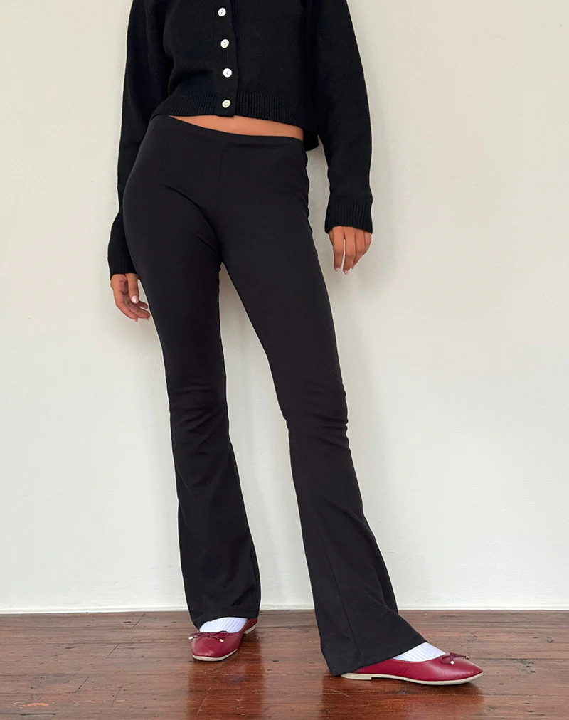 Joxiel Soft Rib Flared Trouser in Black - Awmao