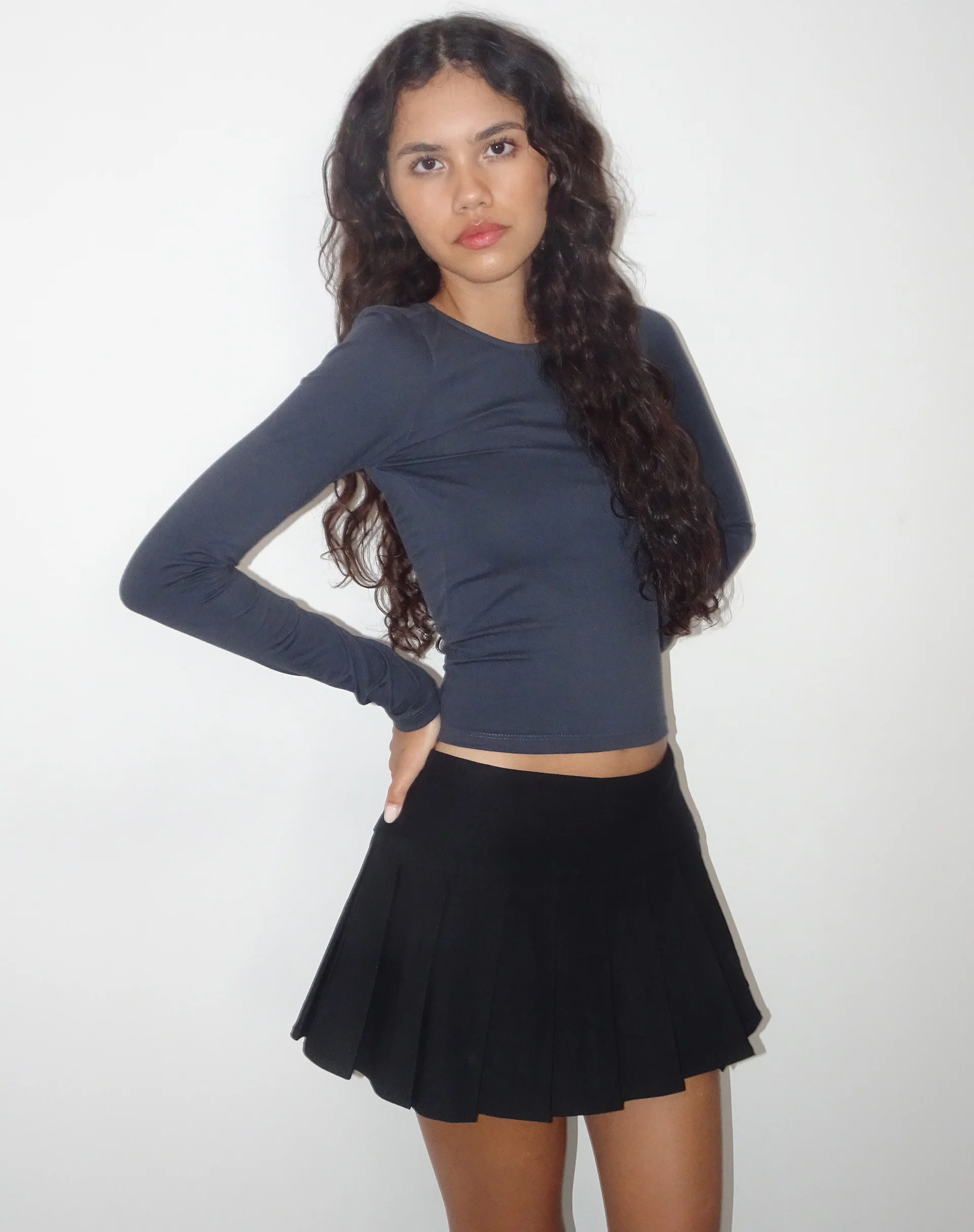 Ratmi Long Sleeve Open Back Top in Ocean Storm - Awmao