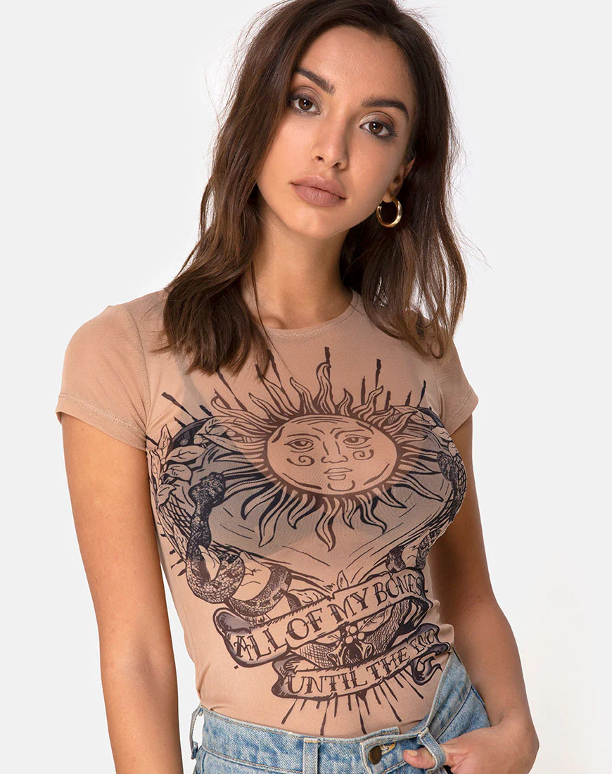 Whitney Tee Alchemy in Net Taupe - Awmao