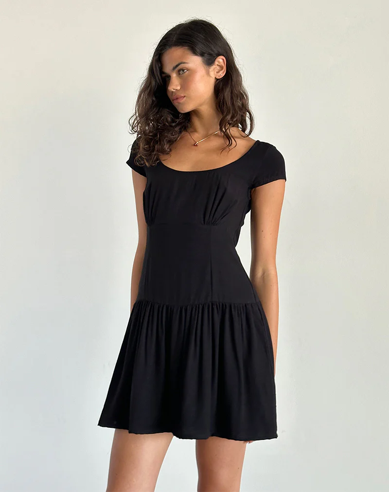 Ohayo Mini Dress in Black - Awmao
