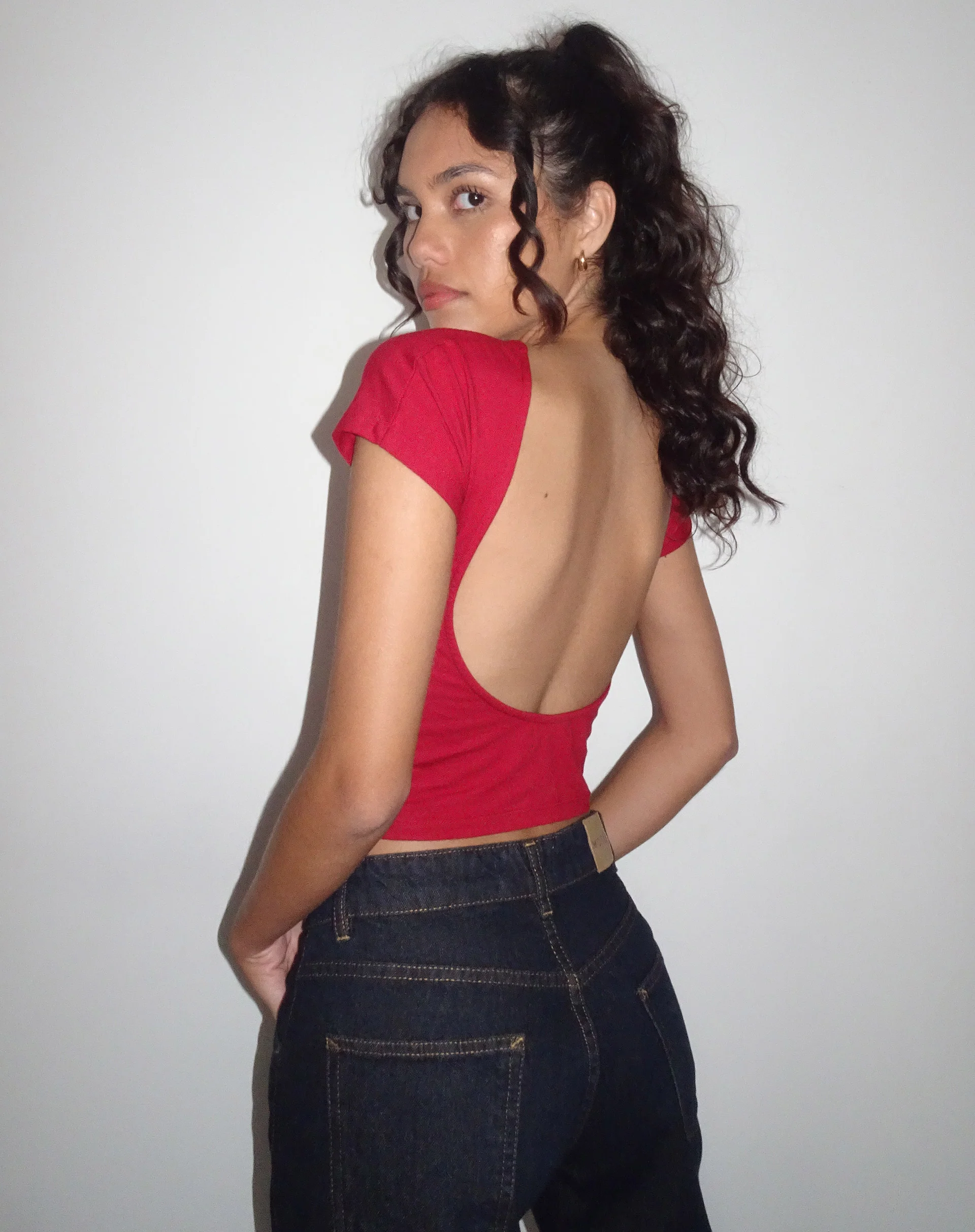 Xiwang Crop Top in Adrenaline Red - Awmao