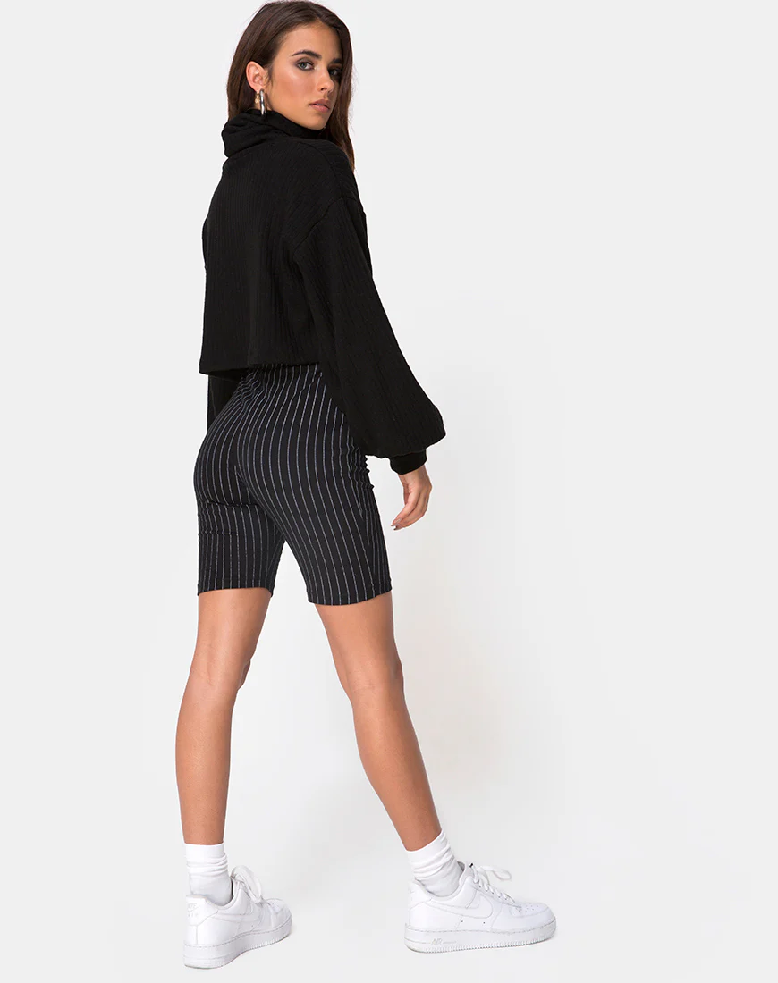 Cycle Short in Pinstripe Black - Awmao