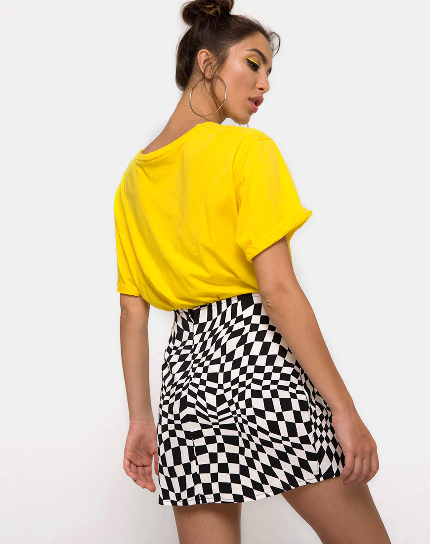 Pelmo Mini Skirt in Square Flag Black and White - Awmao