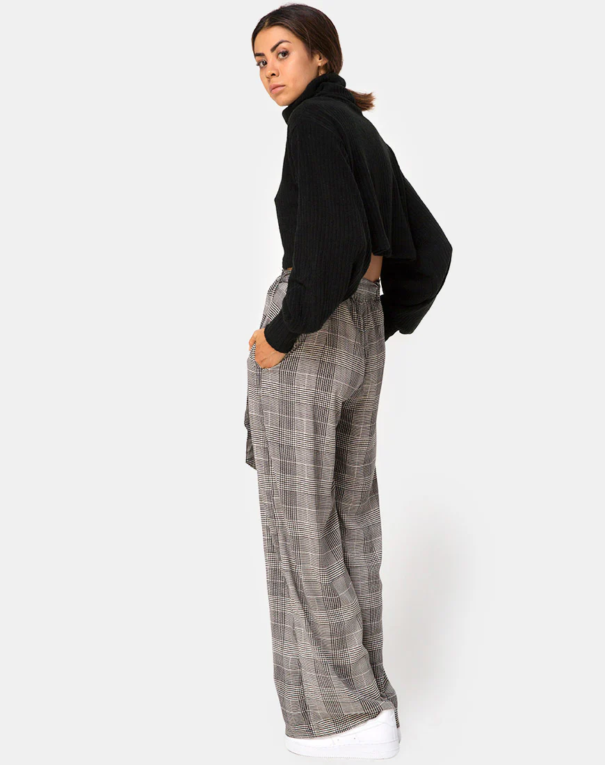 Majustie Highwaist Trouser in Charles Check Grey - Awmao