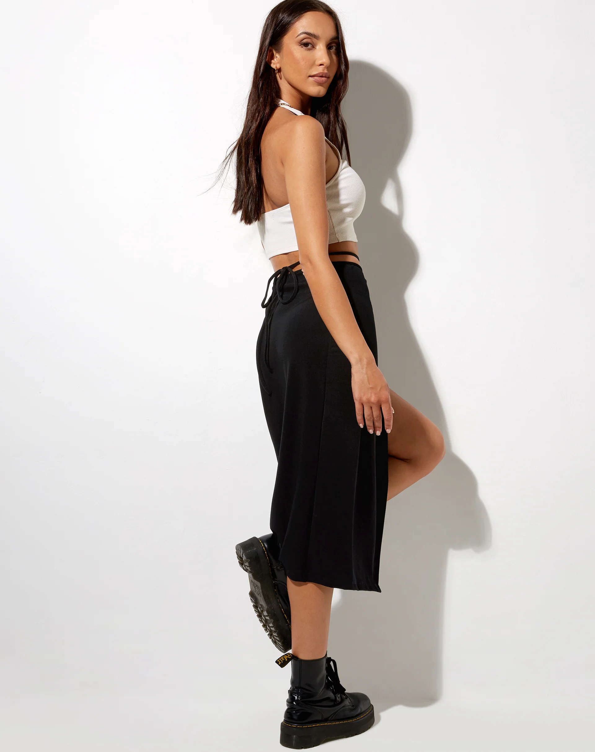 Alicia Midi Skirt in Black - Awmao