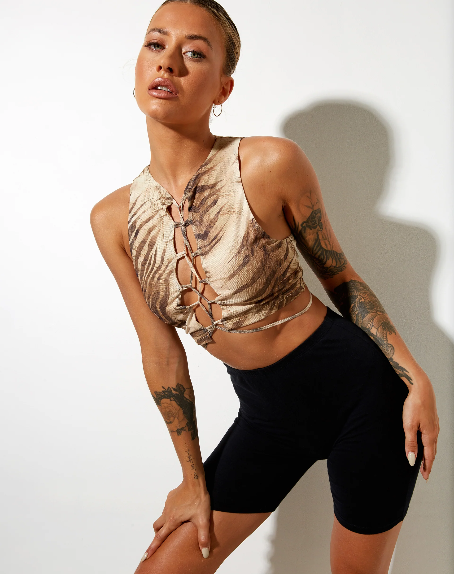 Bima Crop Top in Tiger Brown - Awmao