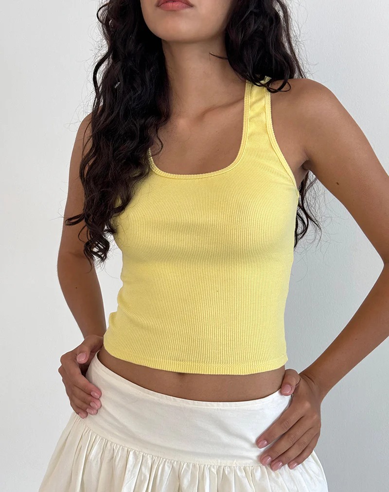 Roxe Ribbed Vest Top in Lemonade - Awmao