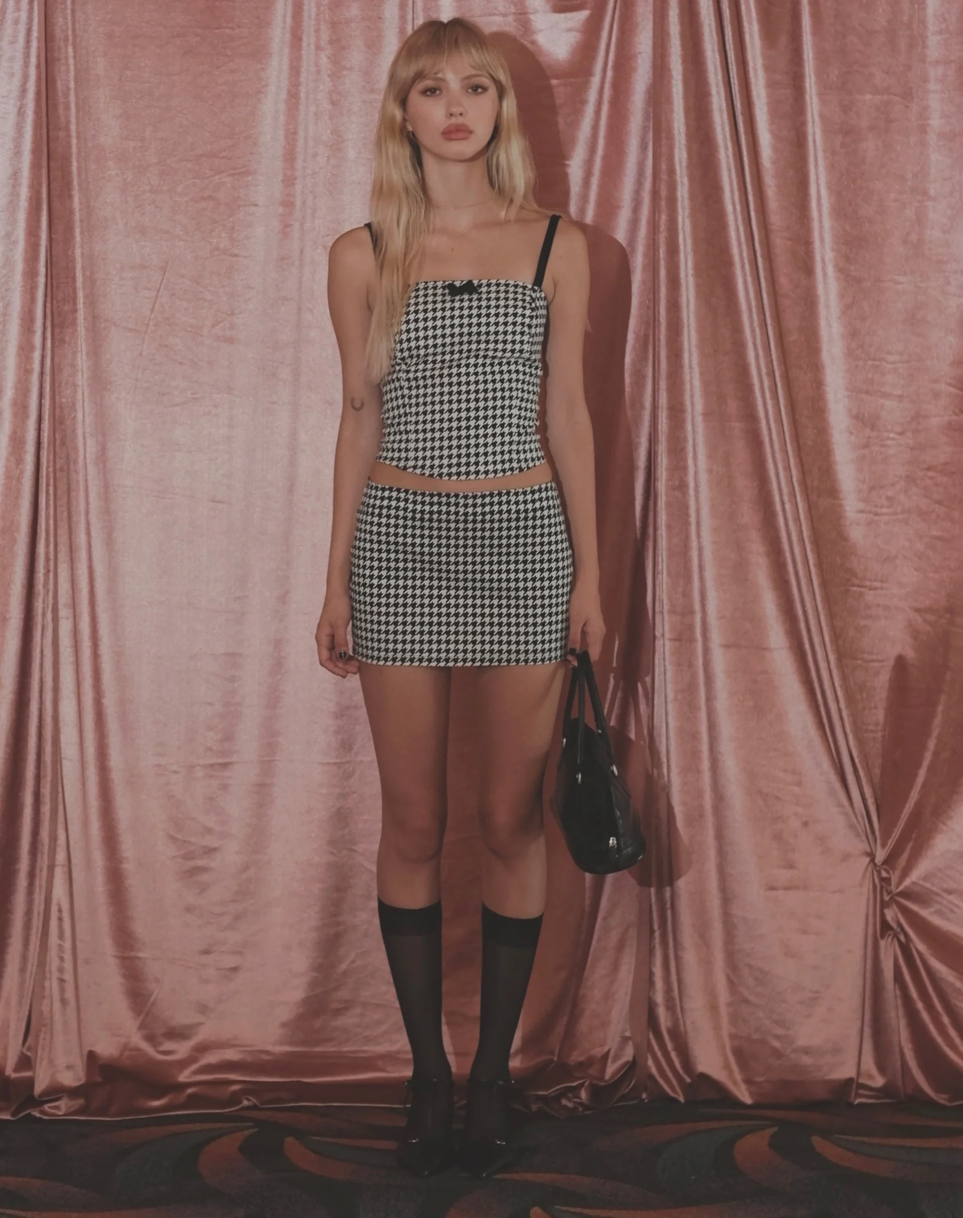 Shika Corset Top in Monochrome Dogtooth - Awmao