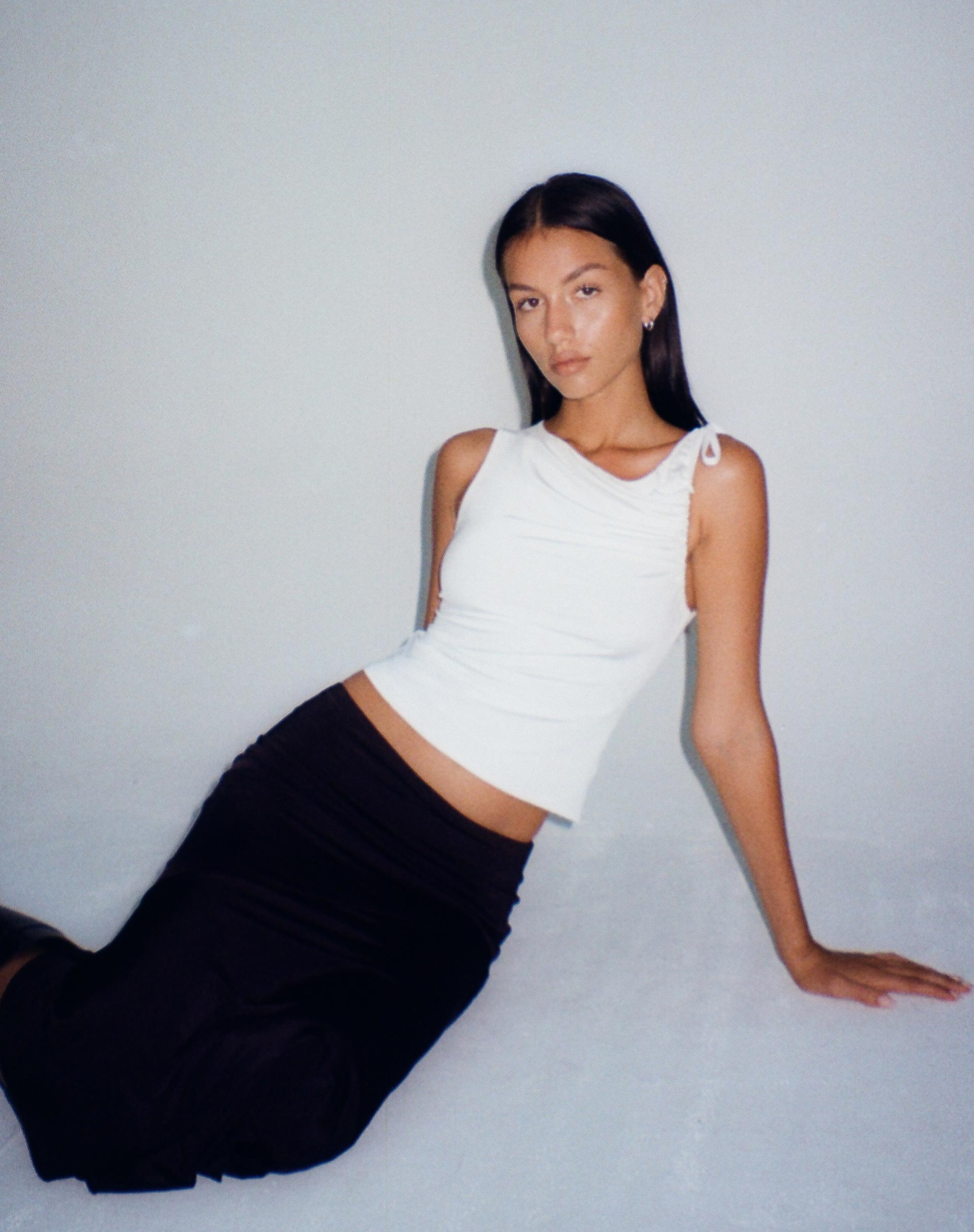 Hagne Crop Vest Top in Off White - Awmao