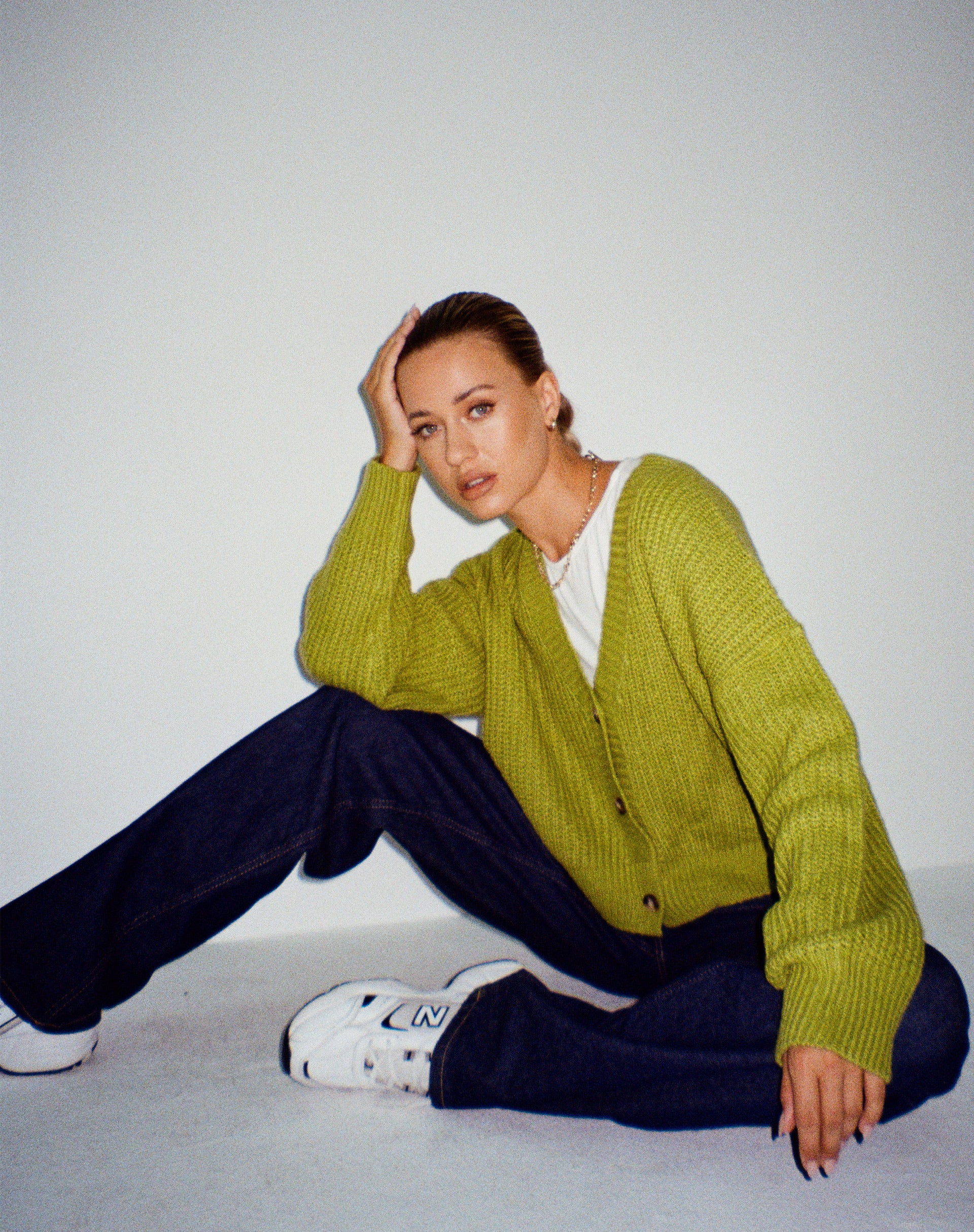 Faya Cardigan in Knit Sour Apple - Awmao