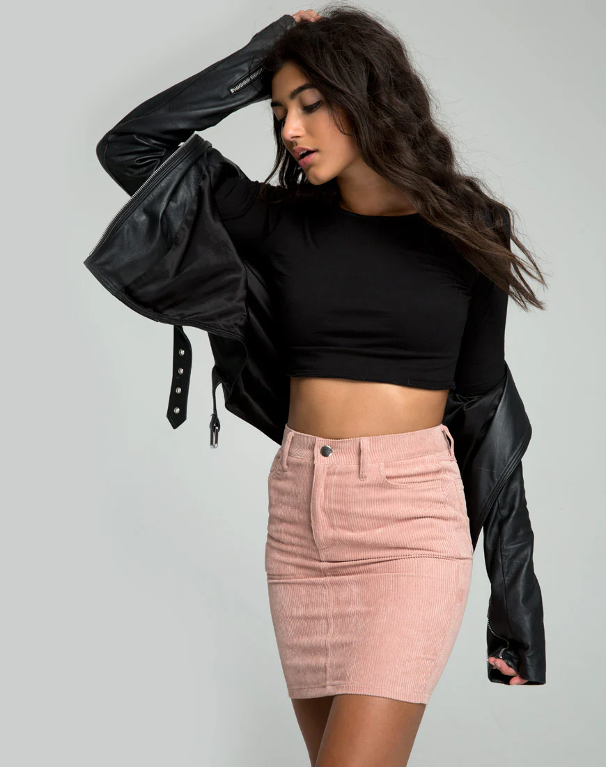Broom Skirt in Corduroy Bae Pink - Awmao