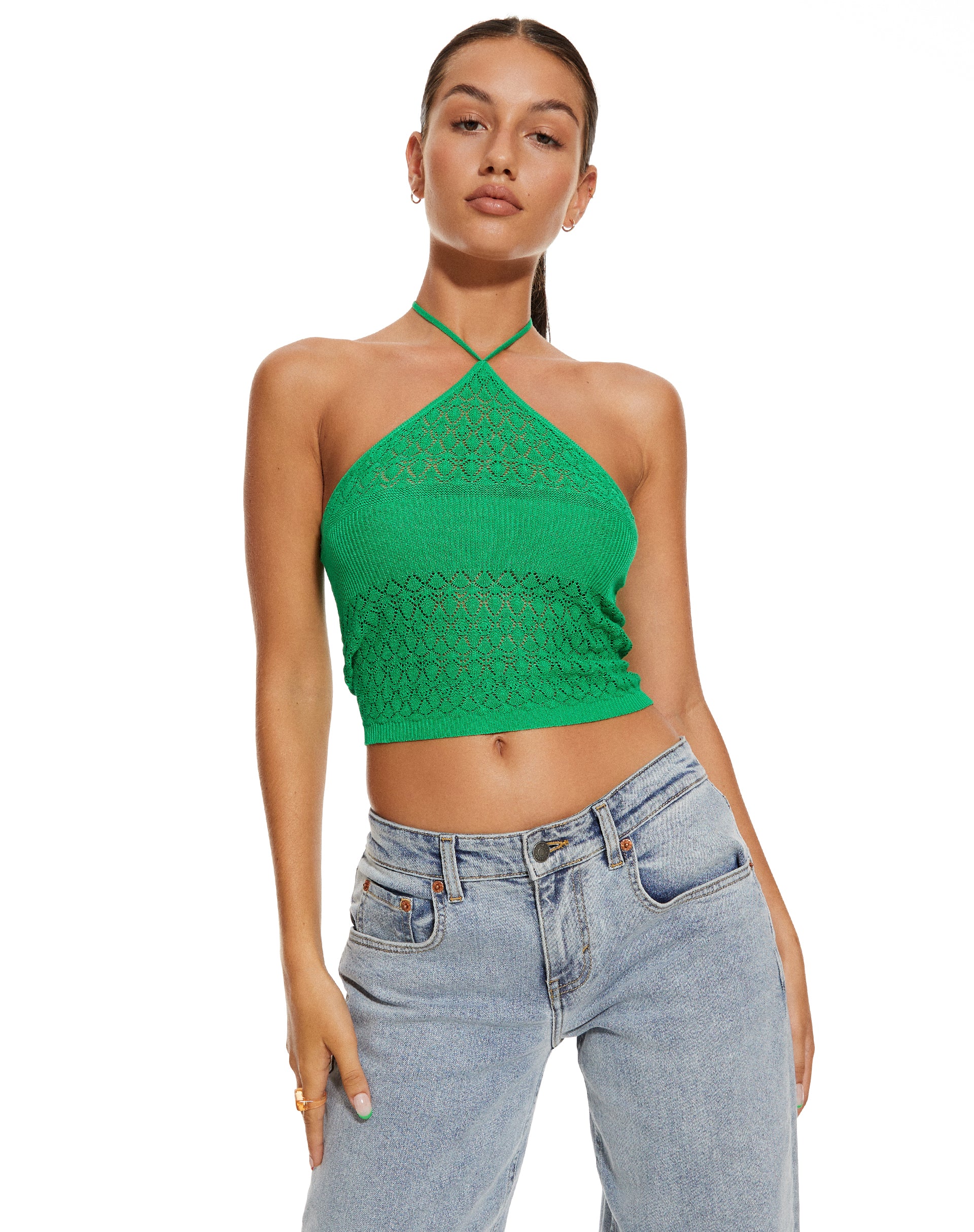 MOTEL X BARBARA Jinu Crop Top in Green - Awmao
