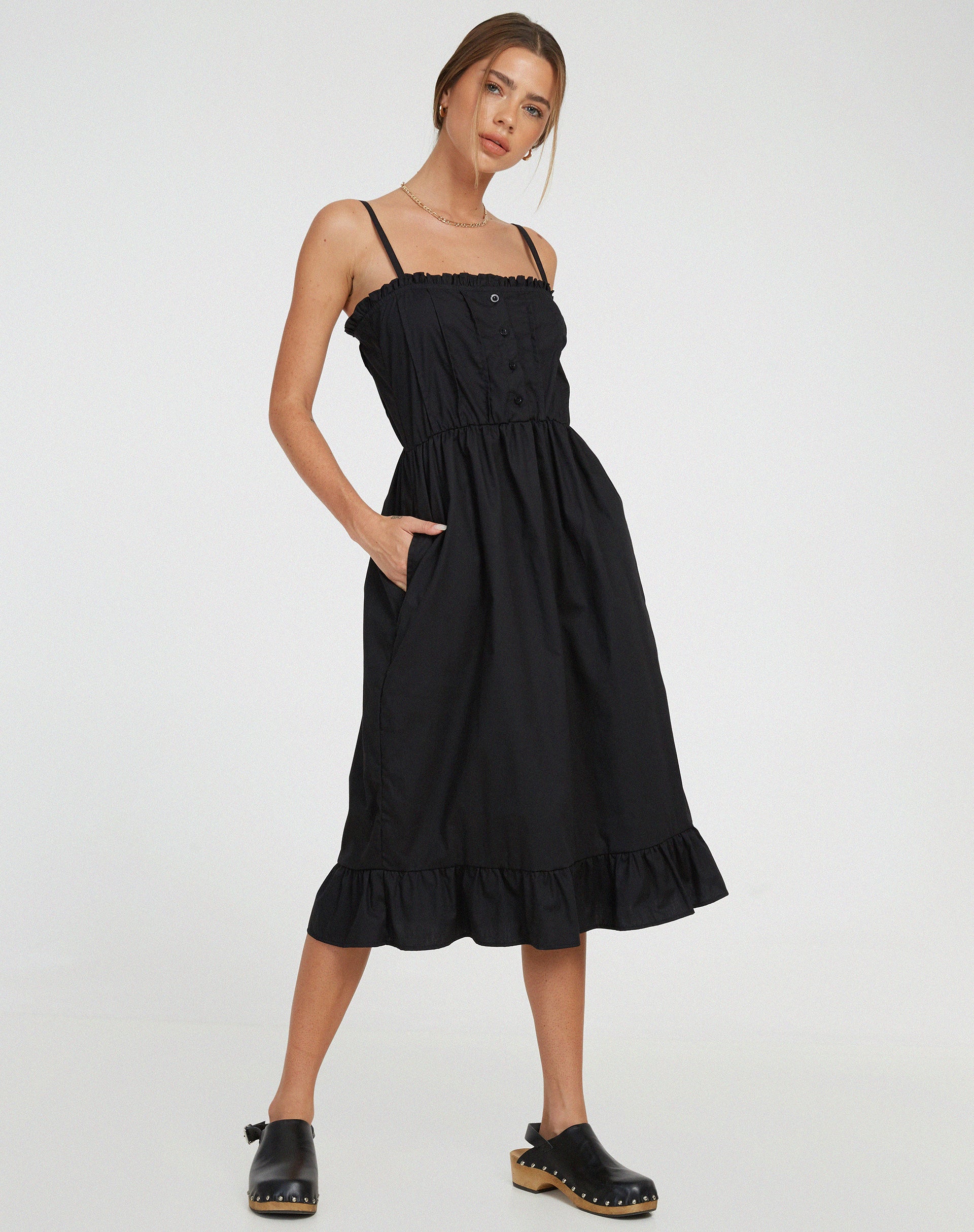 Lennox Midi Dress in Black - Awmao