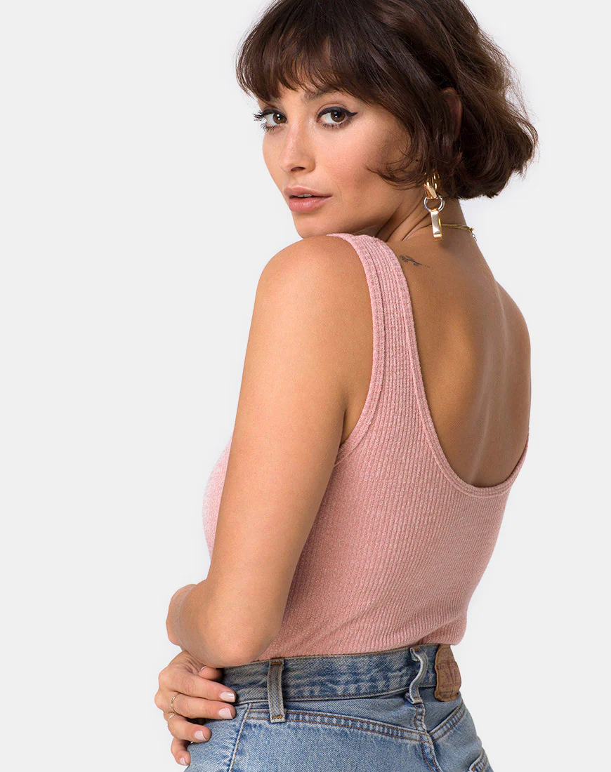 Segina Bodice in Knit Crinkle Rib Pink - Awmao