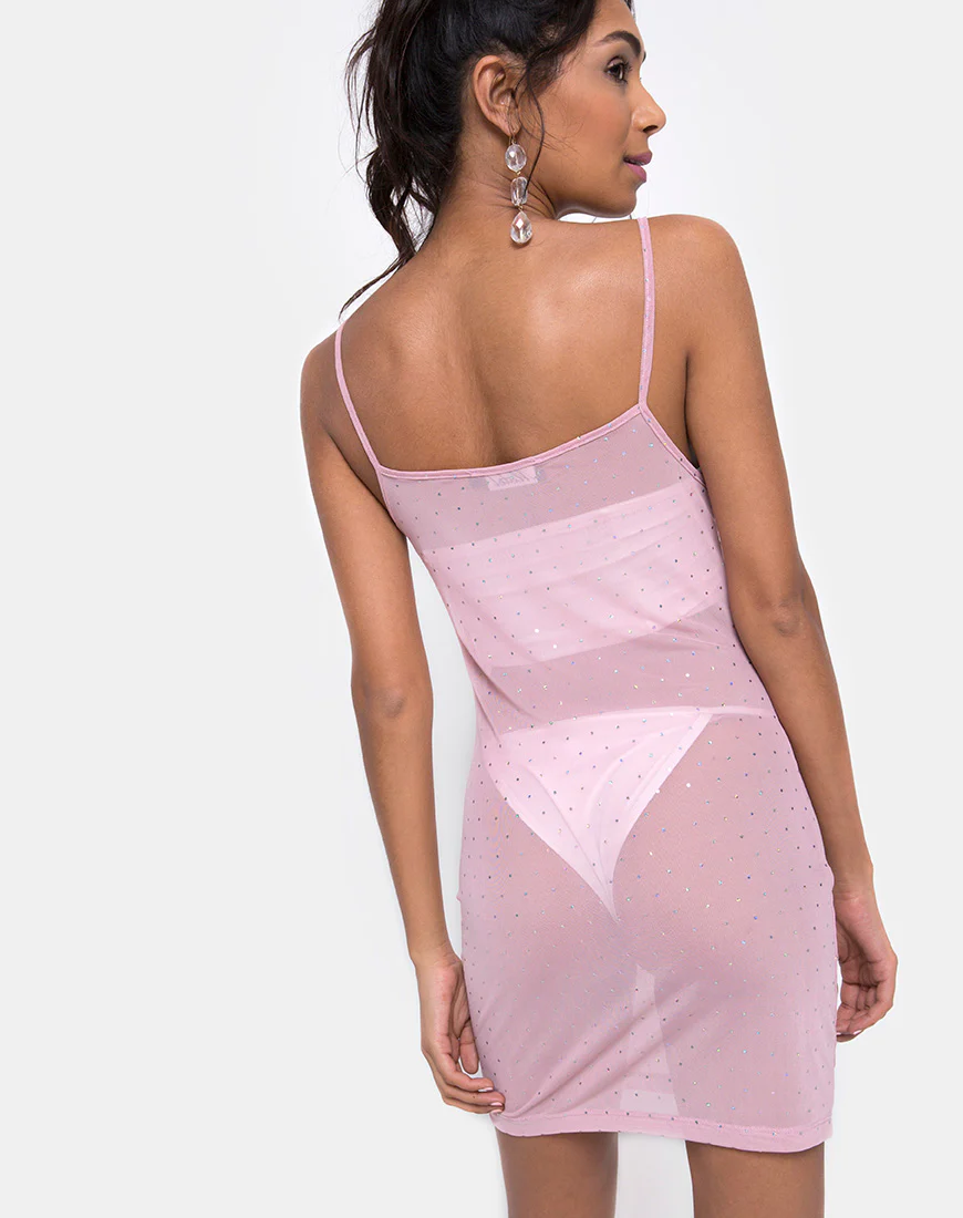 Seleh Dress in Crystal Net Rose - Awmao