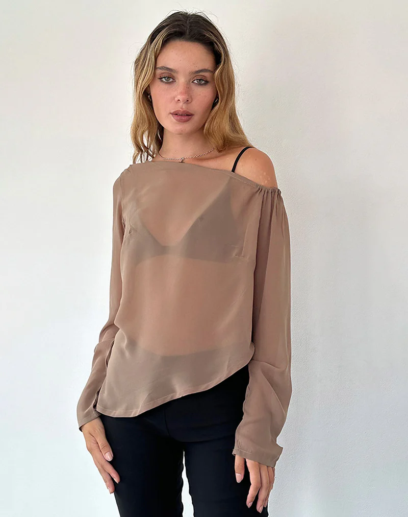 Riot Top in Chiffon Light Brown - Awmao