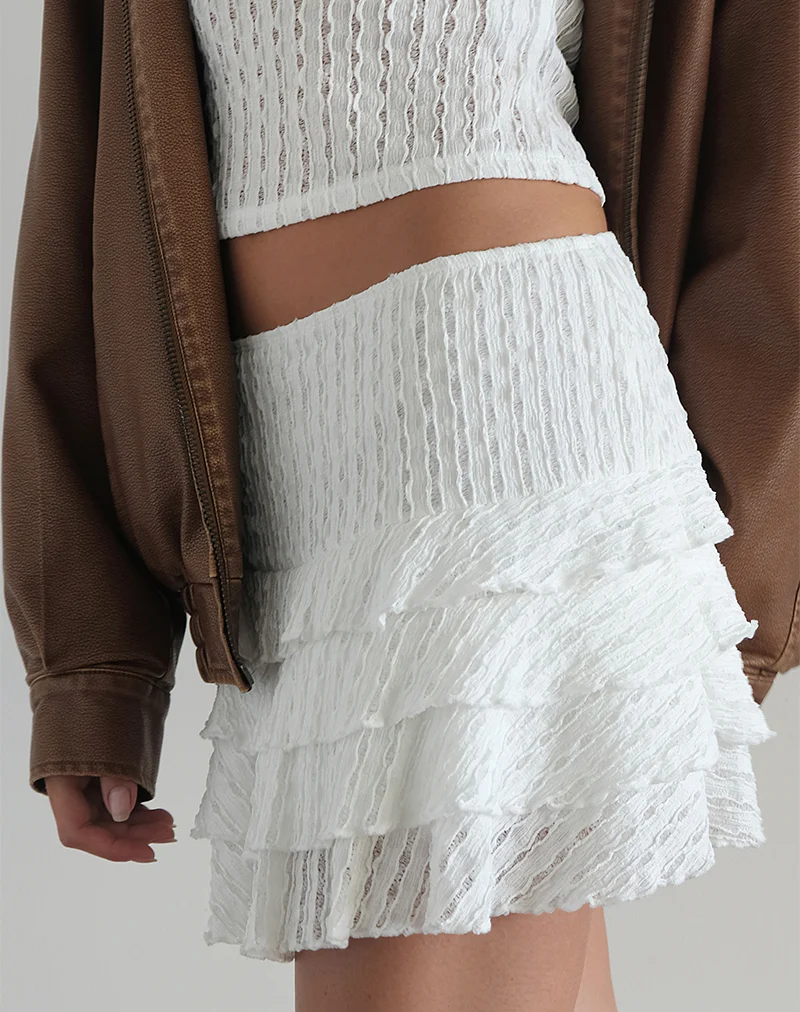 Carlota Mini Skirt in Crinkle White - Awmao