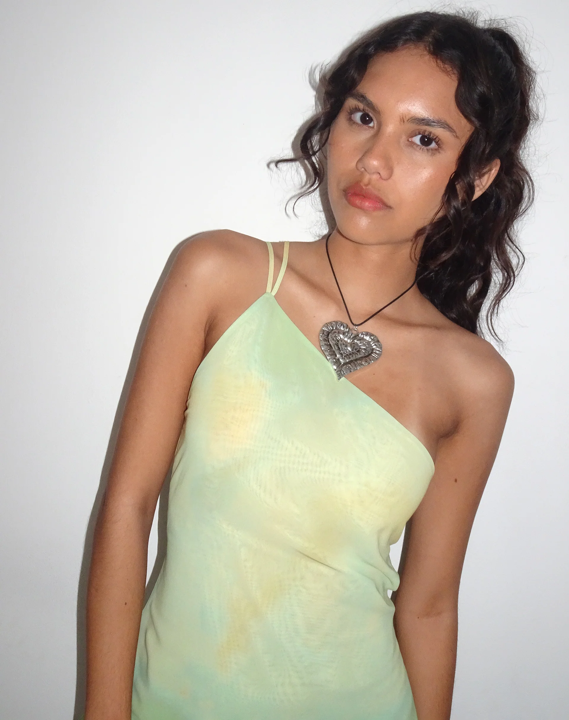 Nesrin One Shoulder Longline Top in Yellow Watercolour - Awmao