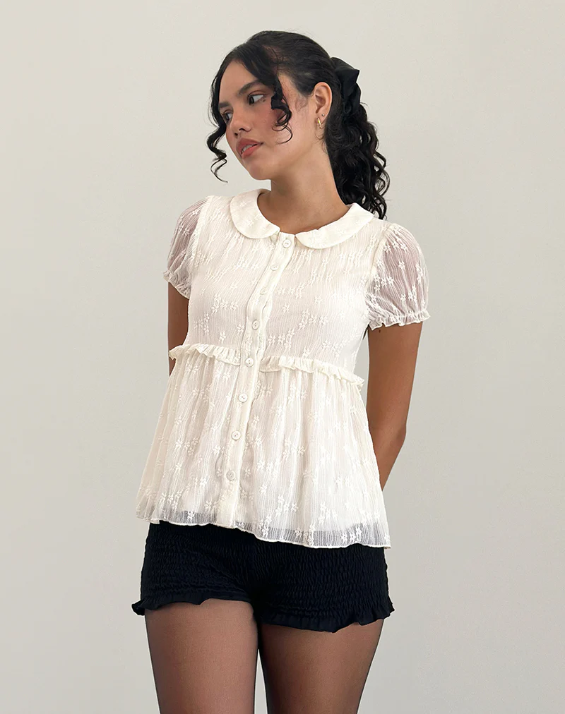 Immy Blouse in Lace Ivory - Awmao