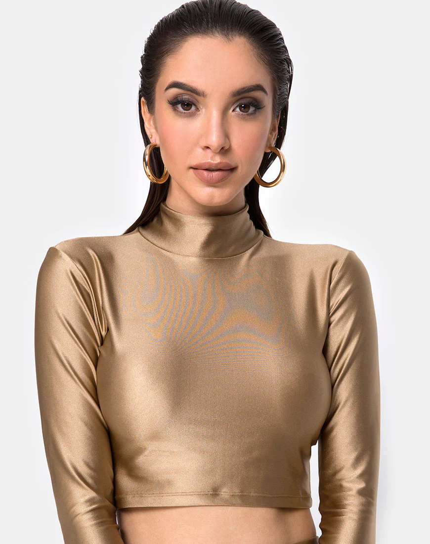 Rhala Crop Top in Nylon Gold - Awmao