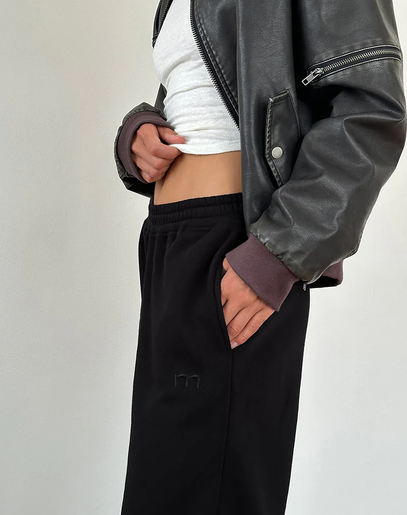 Loose Jogger in Black with 'M' Embroidery - Awmao
