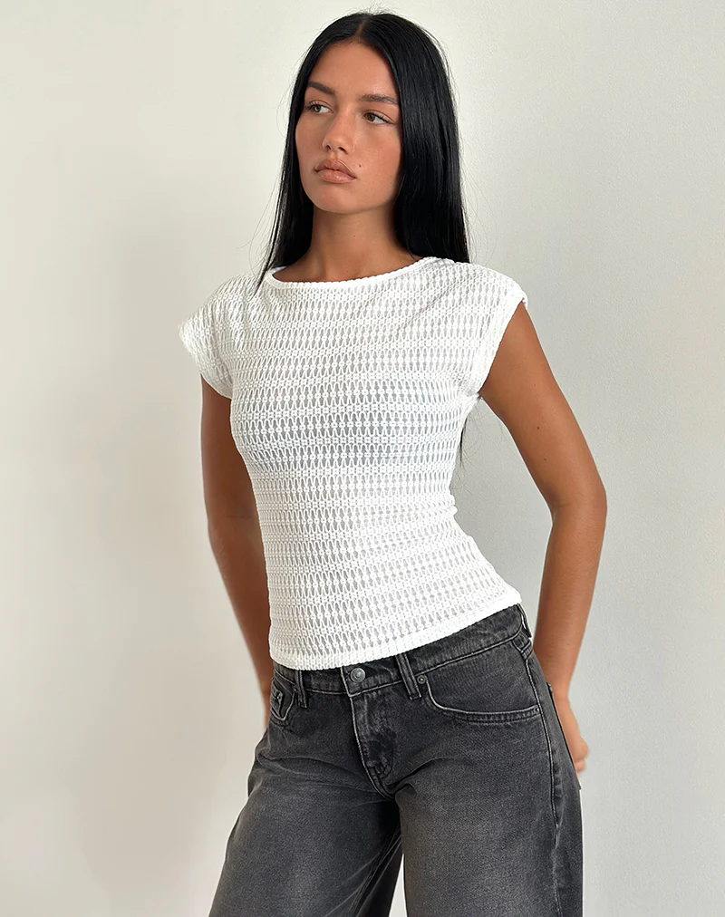 Nova Top in Textured White - Awmao