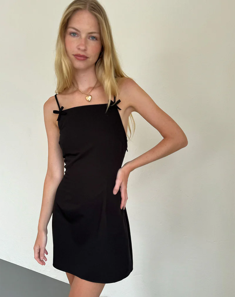 Aketi Mini Dress in Black - Awmao