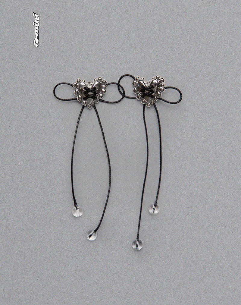 Sadie Bow Earrings in Silver - Awmao