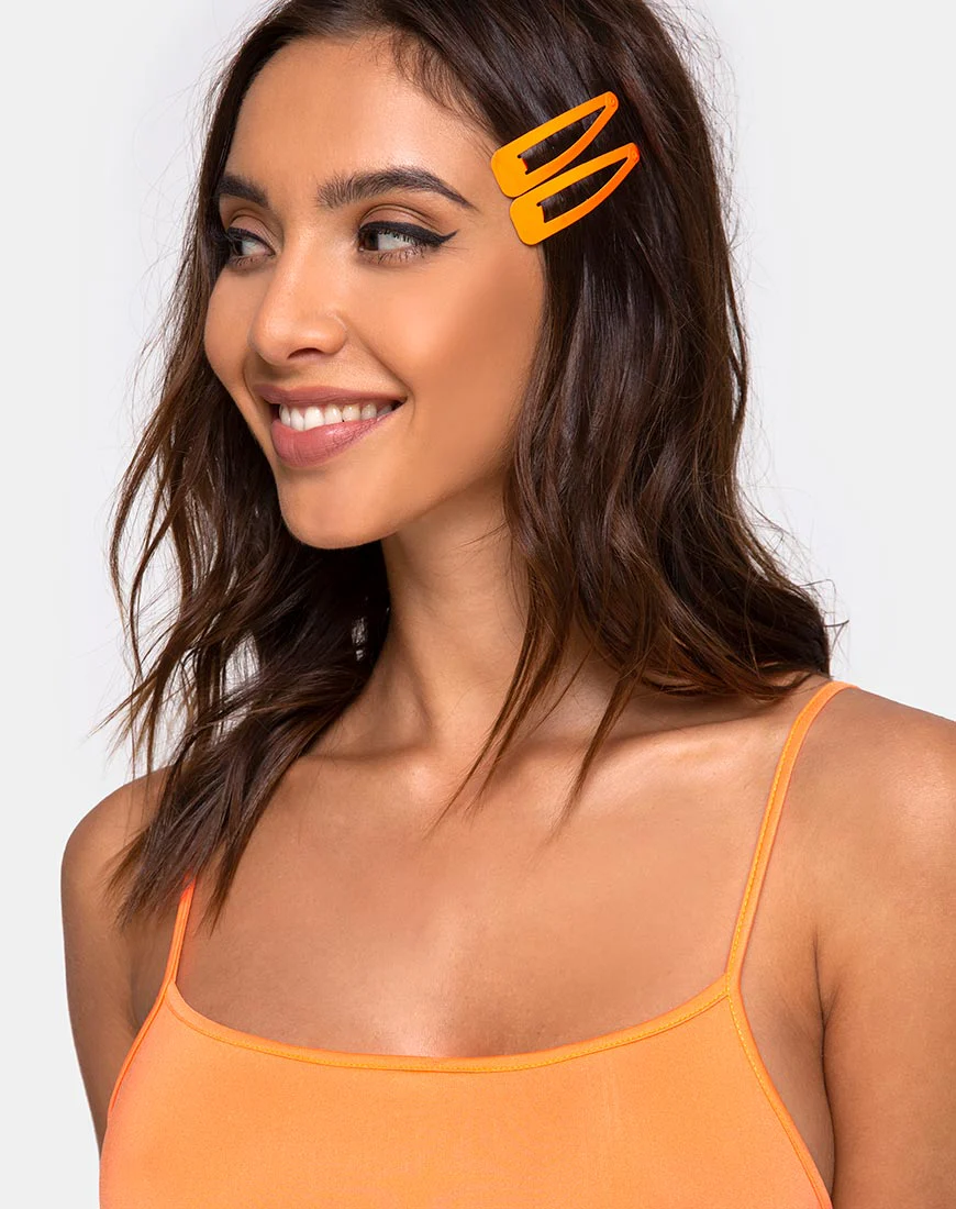 Neon Hair Clip Set in Orange - Awmao