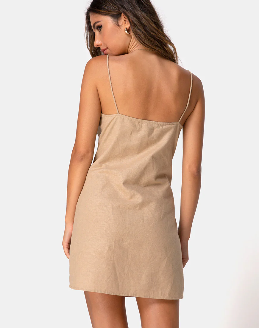 Kaira Slip Dress in Taupe - Awmao