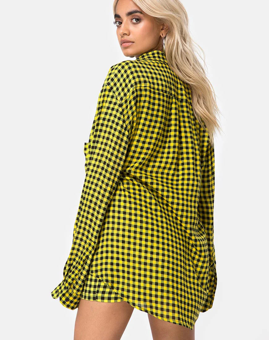 Oxford Shirt in Medium Gingham Yellow - Awmao