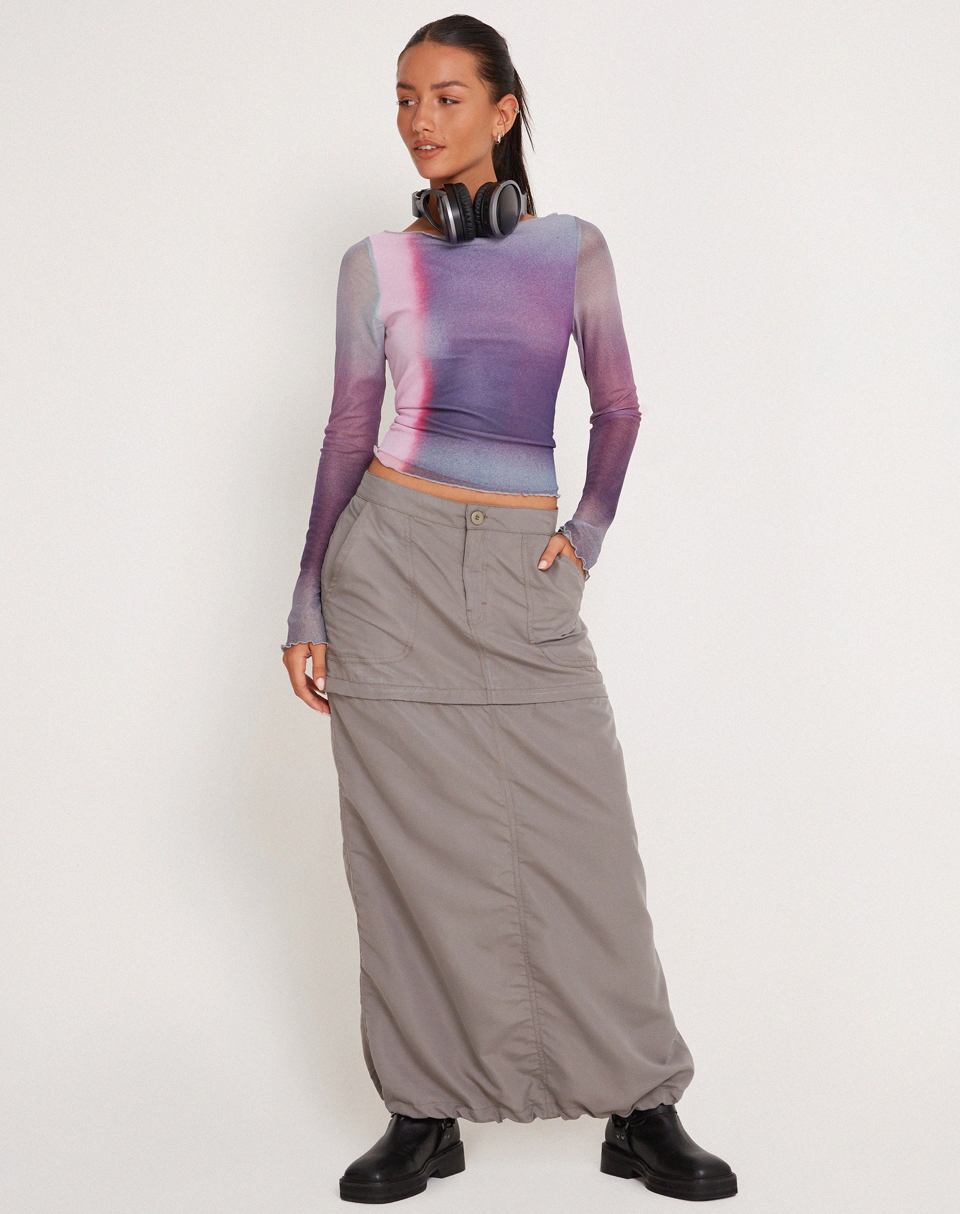 Armali Long Sleeve Top in Mesh Pink Digi Print - Awmao