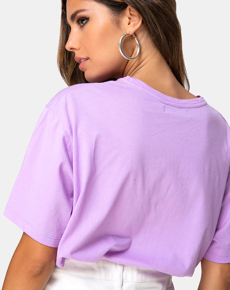 Oversize Basic Tee in Lilac with Angel Embro - Awmao