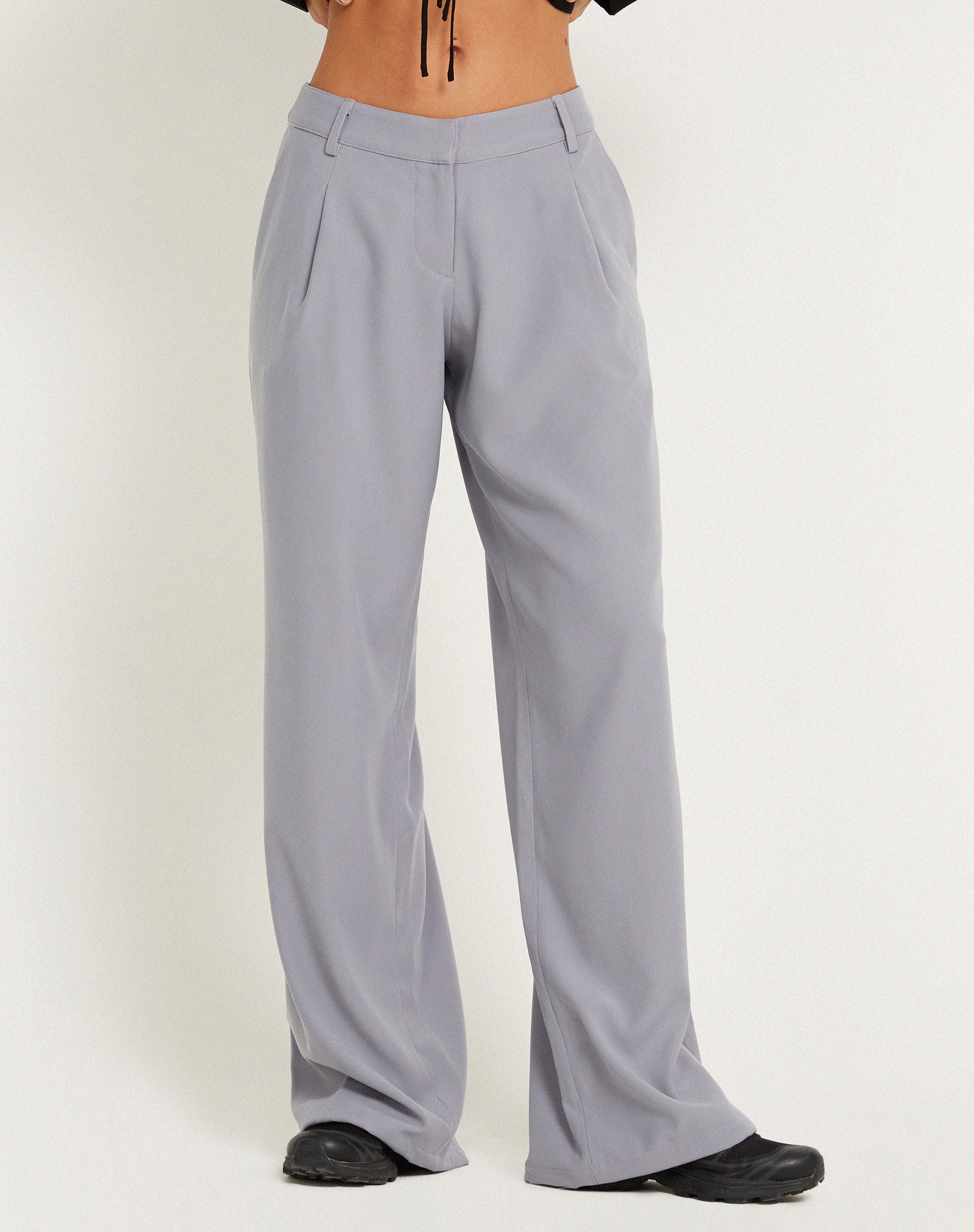 Hondra Wide Leg Trouser in Light Grey - Awmao