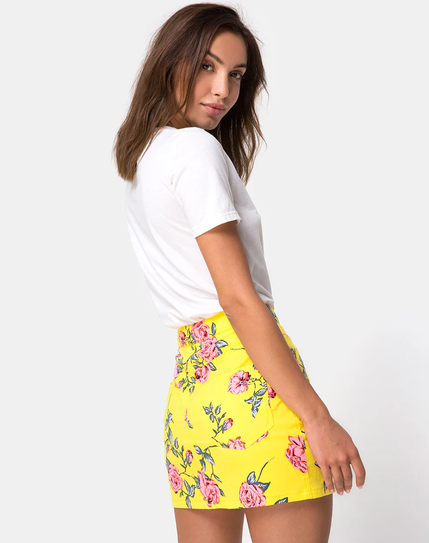 Mini Broomy Skirt in Candy Rose Yellow - Awmao