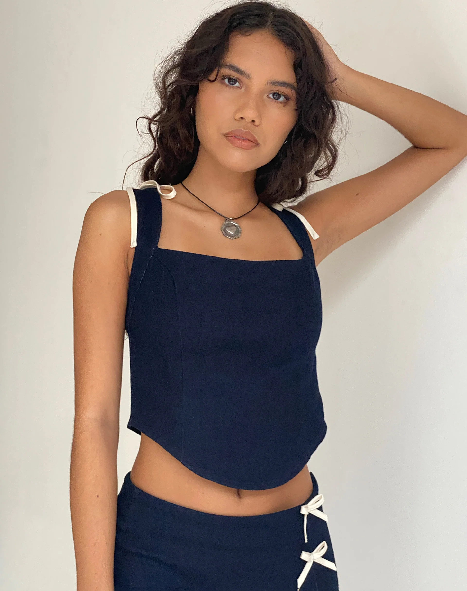 Jatmi Corset Top in Dark Indigo - Awmao