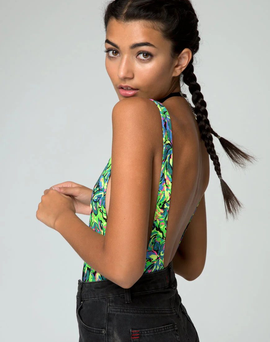 Tatum Bodice in Fluro Flower Citrus - Awmao