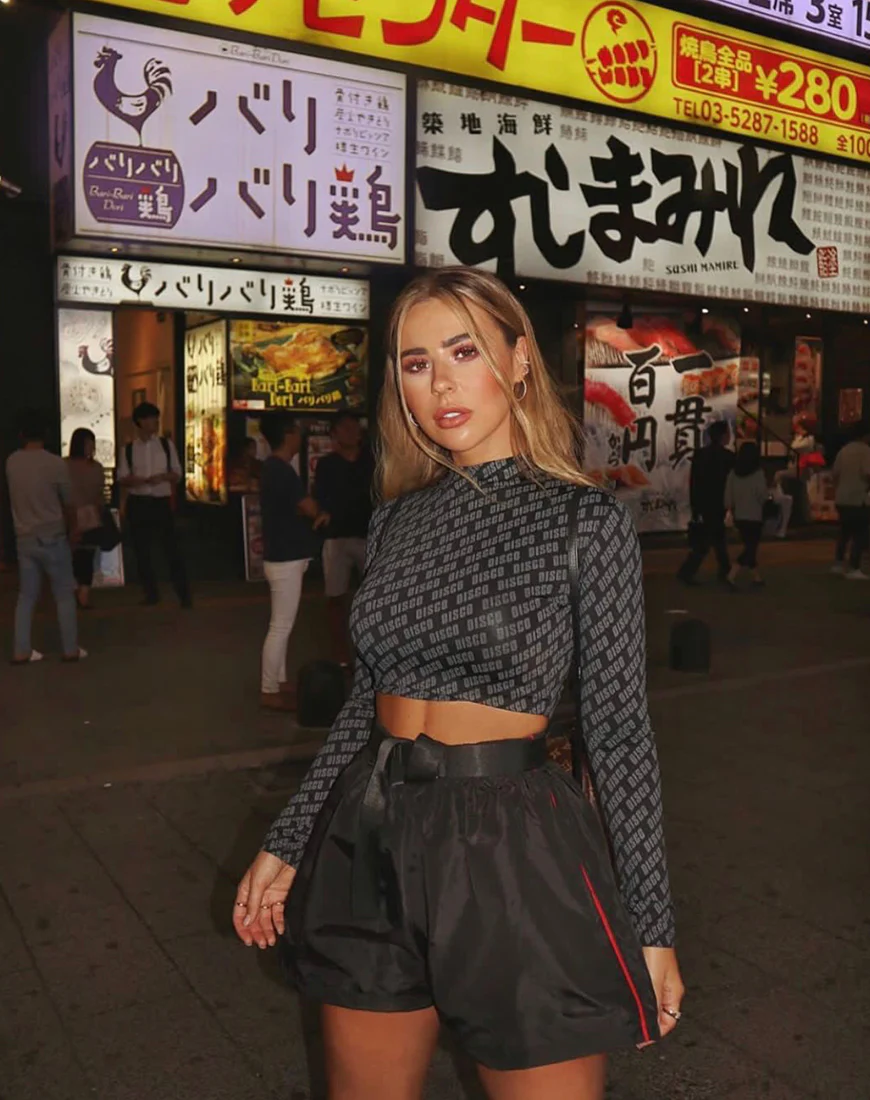 Lara Crop Top in Diagonal Disco Silver - Awmao