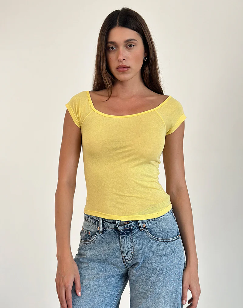 Charya Off Shoulder Top in Lemonade - Awmao