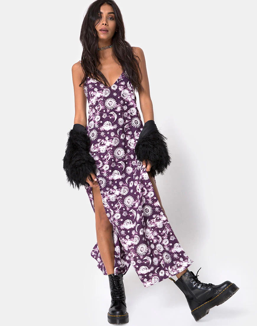 Hime Maxi Dress in Purple Zodiac - Awmao