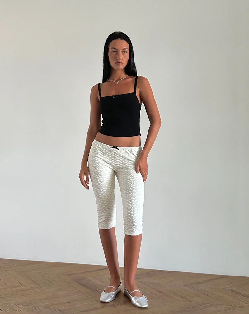 Asih Capri Trousers in Ivory Heart Lace - Awmao