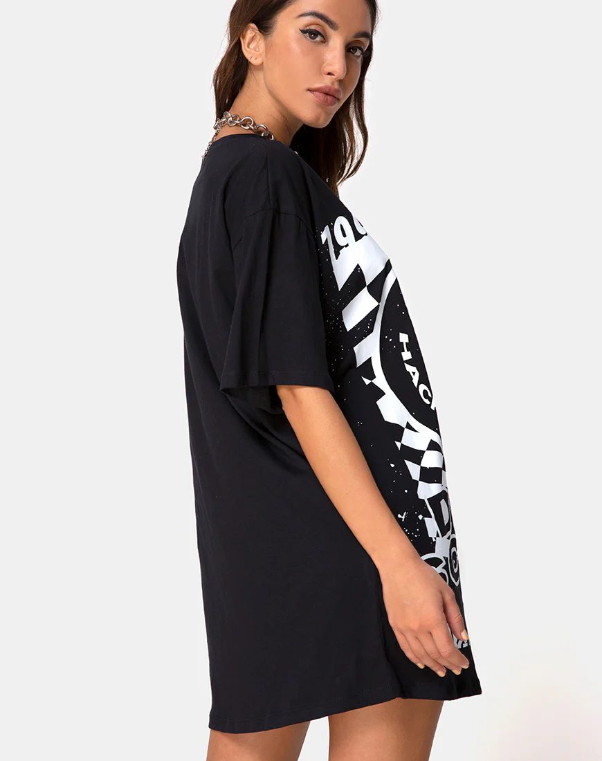 Sunny Kiss Tee in Black with White Dream Scape - Awmao